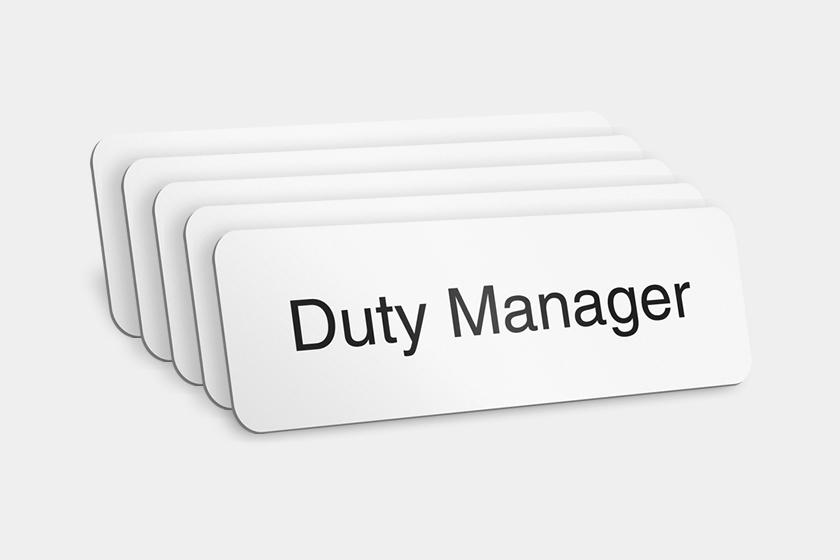 Duty Manager Badges – Pack of 5 – MelubaBadges